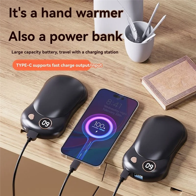 

A88X грелки для рук, 2 шт., грелки для рук, зимние уличные/лижные/походные 3 настройки нагрева, портативный цифровой дисплей бежевого цвета