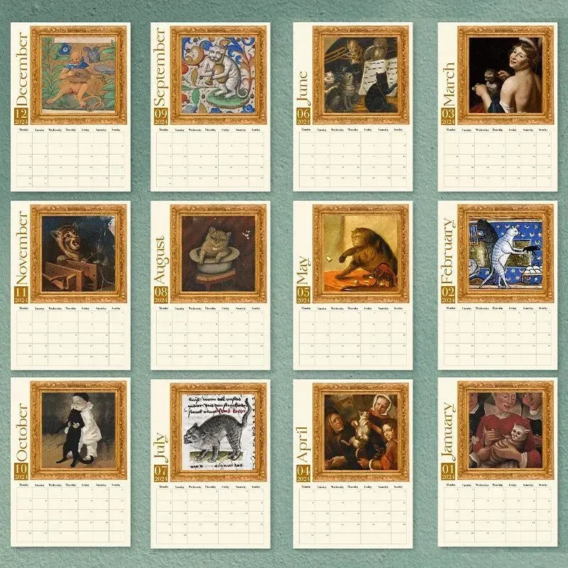 

Weird Medieval Cats Calendar 2024 Funny Funny Ugly Cat Renaissance Art Calendar With Cat Pictures Art Deco Lovers Gifts