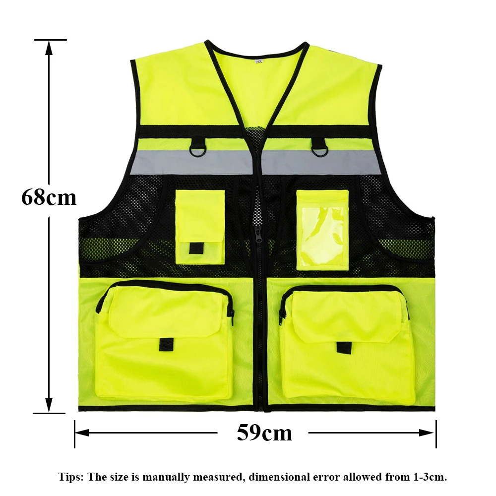 Многофункциональный светоотражающий жилет безопасности с дышащей сеткой, строительный жилет с высокой видимостью, мужская рабочая одежда