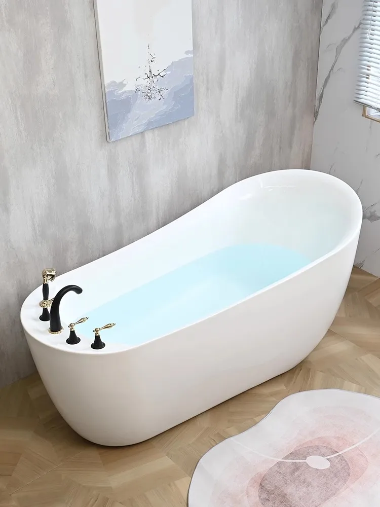 By sea Oval White Acrylic Bathroom bathtub 1400/1500/1600/1700/1800mm European style heat-retaining bathtub High quality-K-8880A