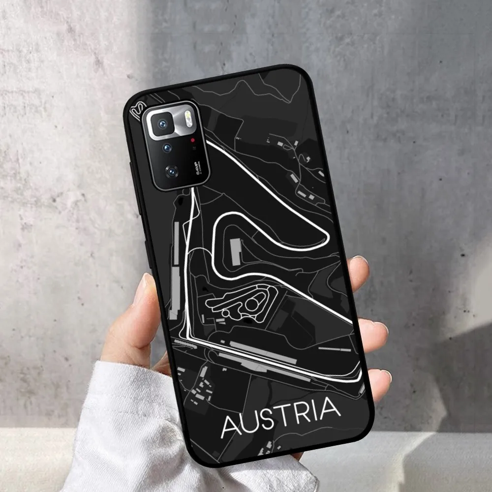 F1 Race Track Prints Phone Case For Redmi Note 4 X 5 A 6 7 8 T 9 9S 10 11 11S 11Epro Poco M3 Pro