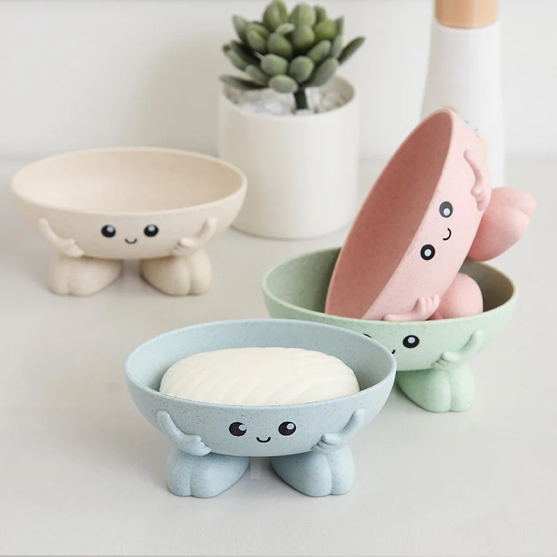 New 1Pcs Eco-friendly Soap Box Non-slip Soap Dish Bathroom Supplies Soap Holder Cartoon Shape Storage Box Bathroom Accessories