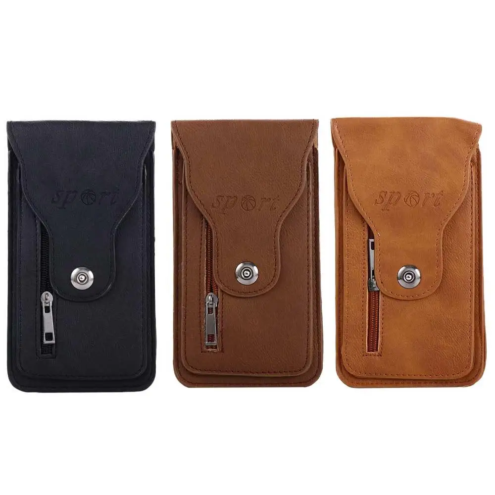 

Retro Mobile Phone Case Outdoor Wallet Button Zipper Belt Bag Hasp Zipper Fanny Pack Waist Bag Cell Phone Holder Waist Pack