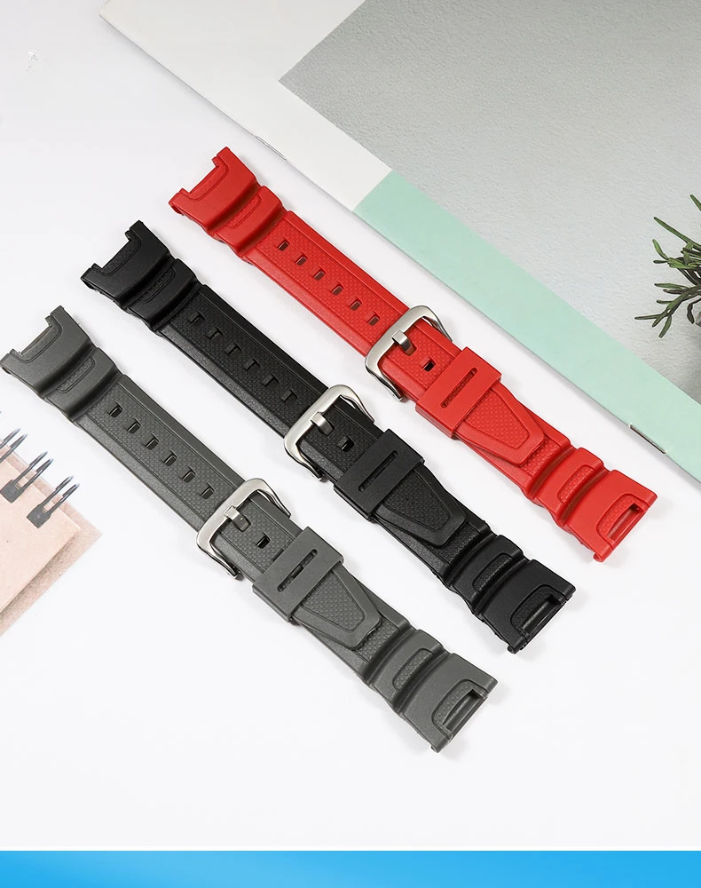 Resin Silicone Replace Accessories for Casio SGW-100-1V /100B/Sgw3157 Steel Black Solid Buckle 24mm Waterproof Watch Strap