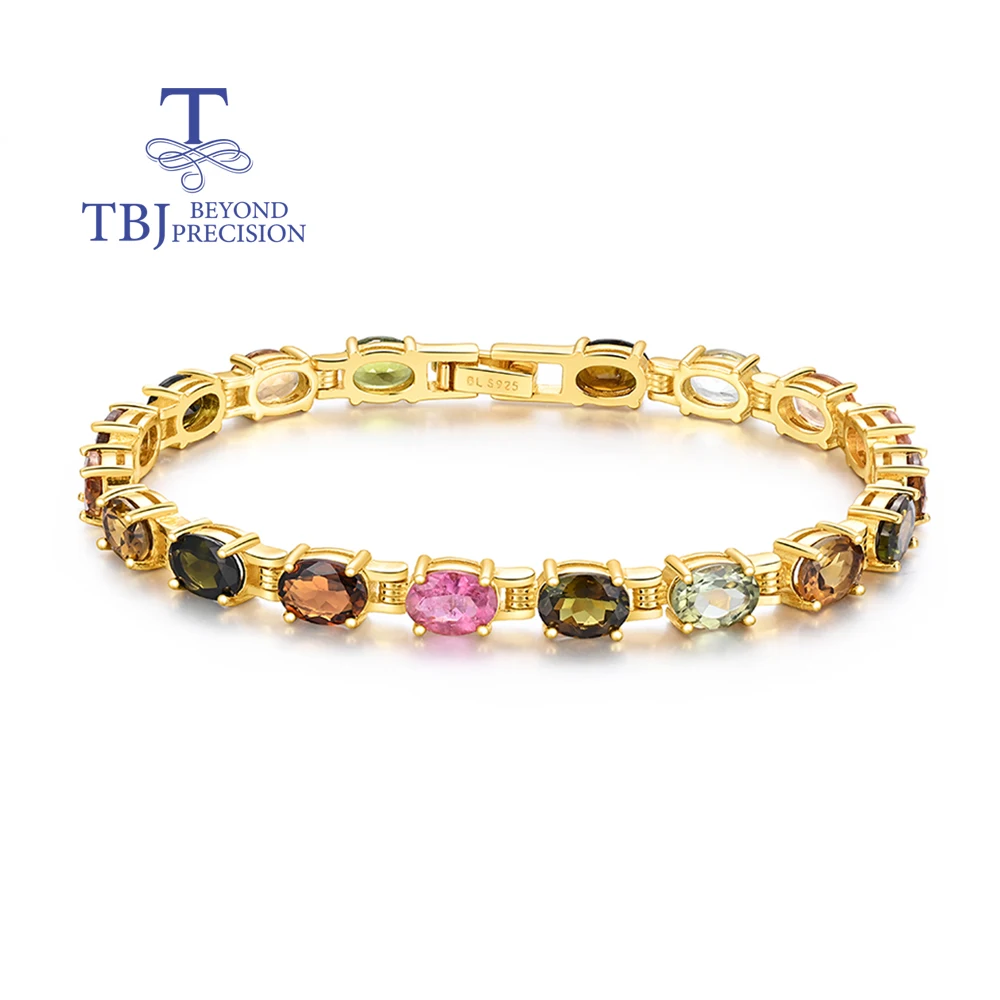 2026 Luxury 925 Sterling silver Bracelet Natural colourful tourmaline gemstone fine jewelry for women anniversary and party gift