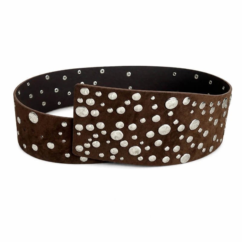 Fashion 5 Color Punk Rivet Belt Women Wide Version With A Sense Of Design Versatile Waistband For Skirts Jeans And Leather Belt