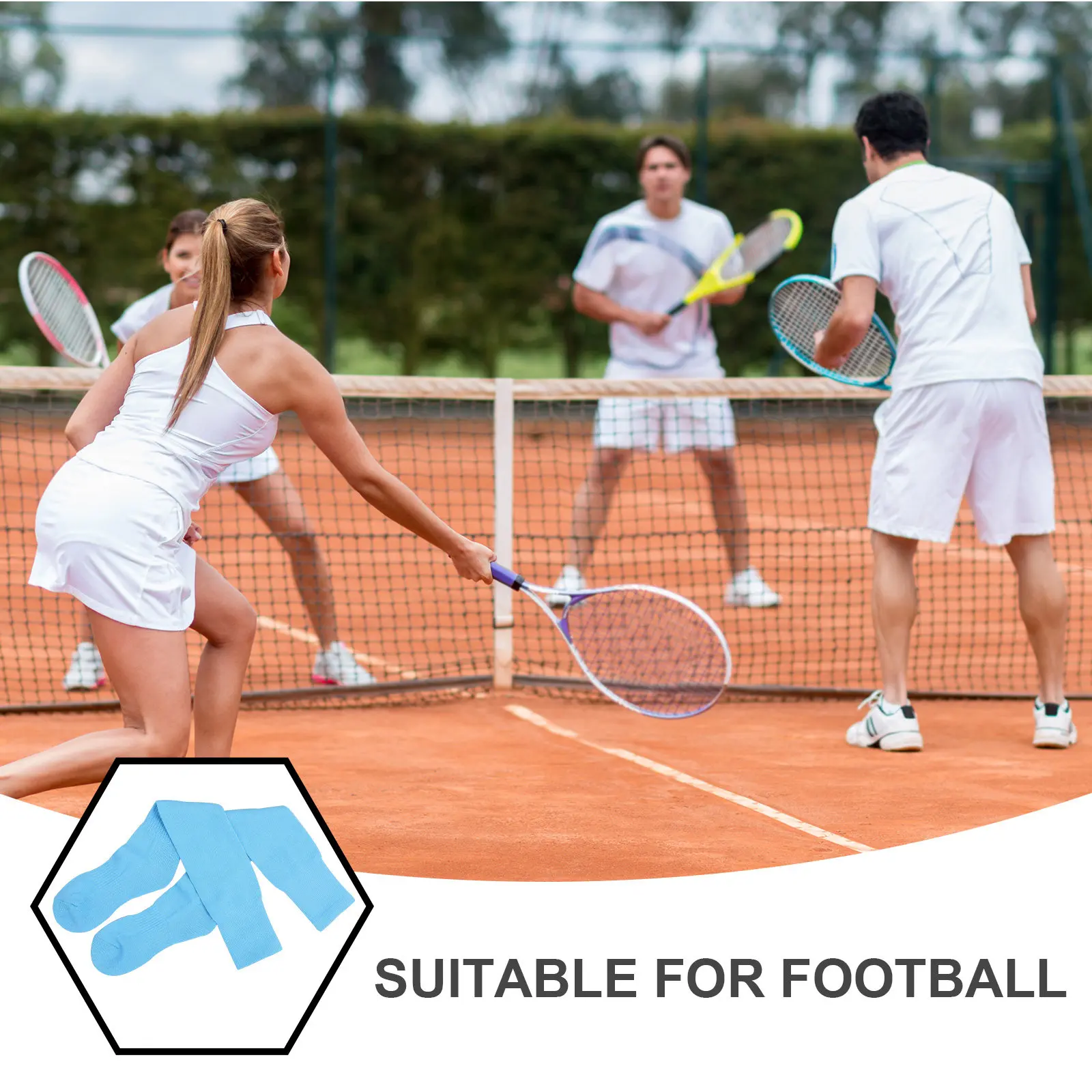 

2 пары удобных футбольных носков, спортивные эластичные гольфы до колена из дышащего полиэстера для футбола, бейсбола, бега, пешего туризма