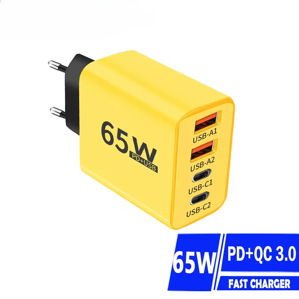 

USB Phone Charger 4 Ports Total 65W Type C Quike Charging QC 3.0 For iPhone Samsung Xiaomi EU/US Plug Quick Charge Wall Adapter