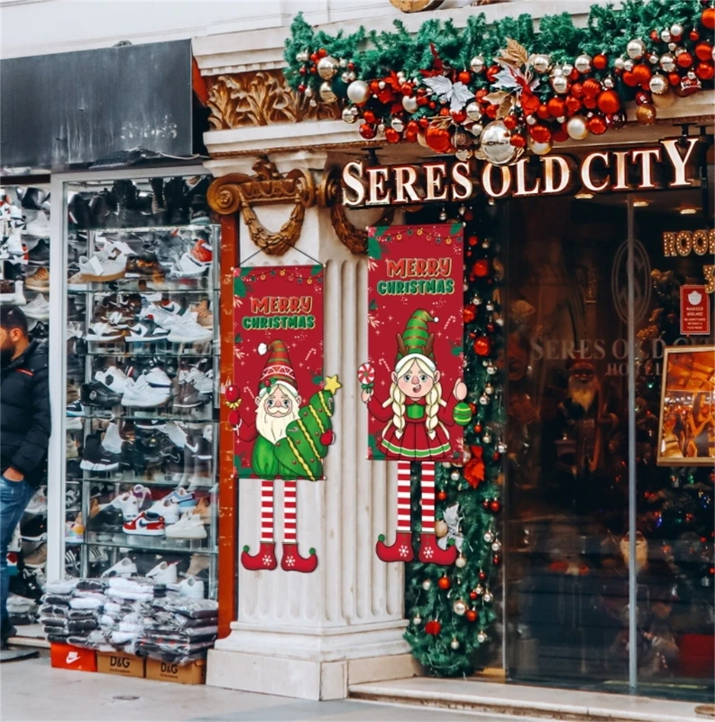 Decorazioni per feste Natale Haning Poster in stoffa Simpatico cartone animato Stampa appeso a parete