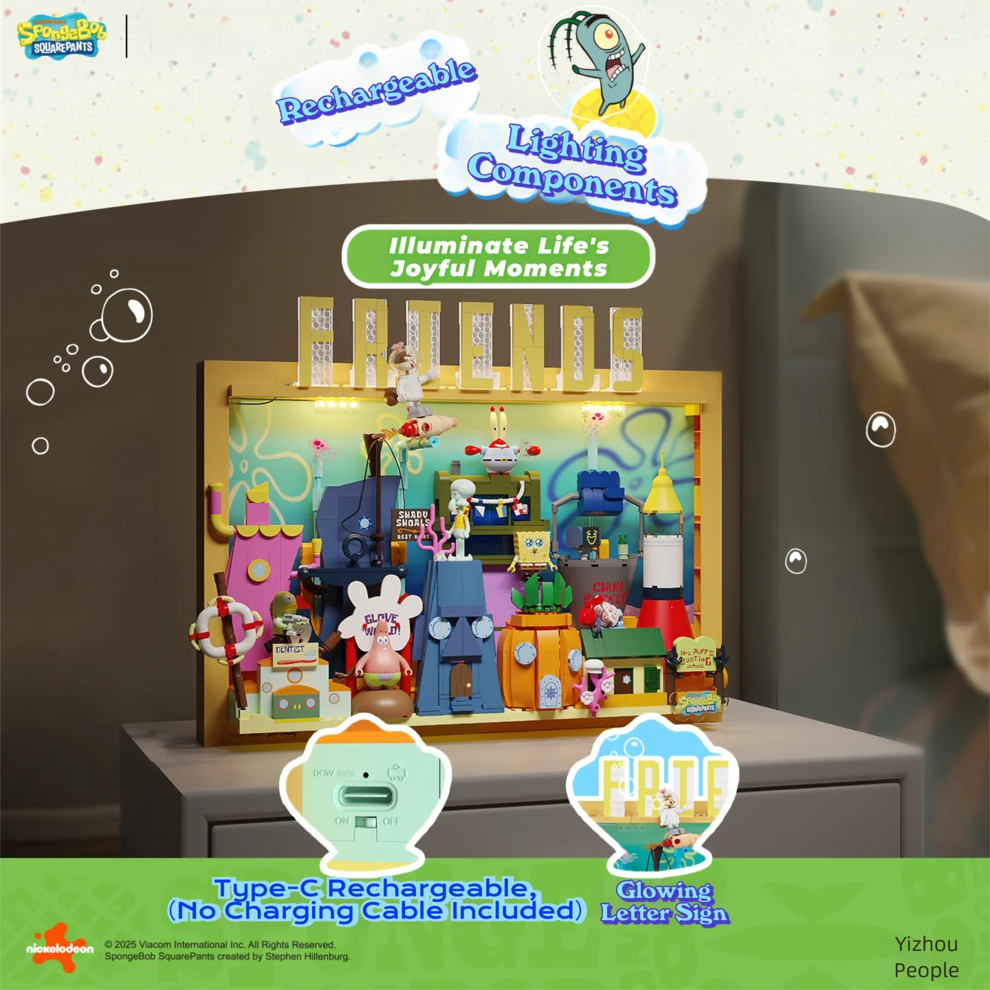 Bob Esponja Calça Quadrada Biquíni Bottom Blocos de Construção Pintura Decorativa 3D Modelo de Desenhos Animados Ornamentos Crianças Brinquedos DIY Presentes de Natal