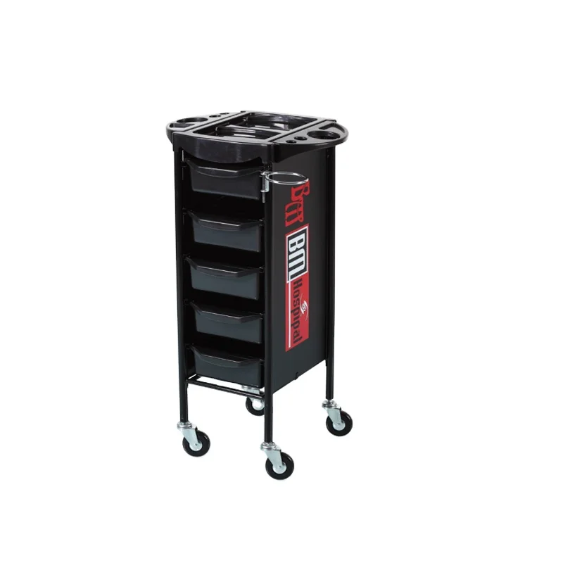 Hair Salon Furniture Lockable Black Barber Trolley With Wheels Salon Trolley Beauty Salon Car