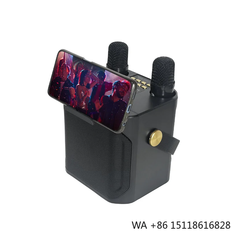 Bluetooth Wireless Karaoke Speaker with 2pcs Handheld Mic Radio Karaoke Machine Music Player Singing Recorder KTV Microphone