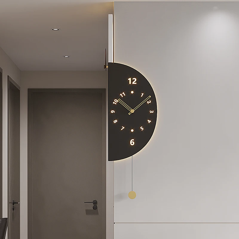 

Double-sided Corner Wall Modern Minimalist Corner Creative Clock Wall Lamp Panda Clock House Decoration Living Room Decoration