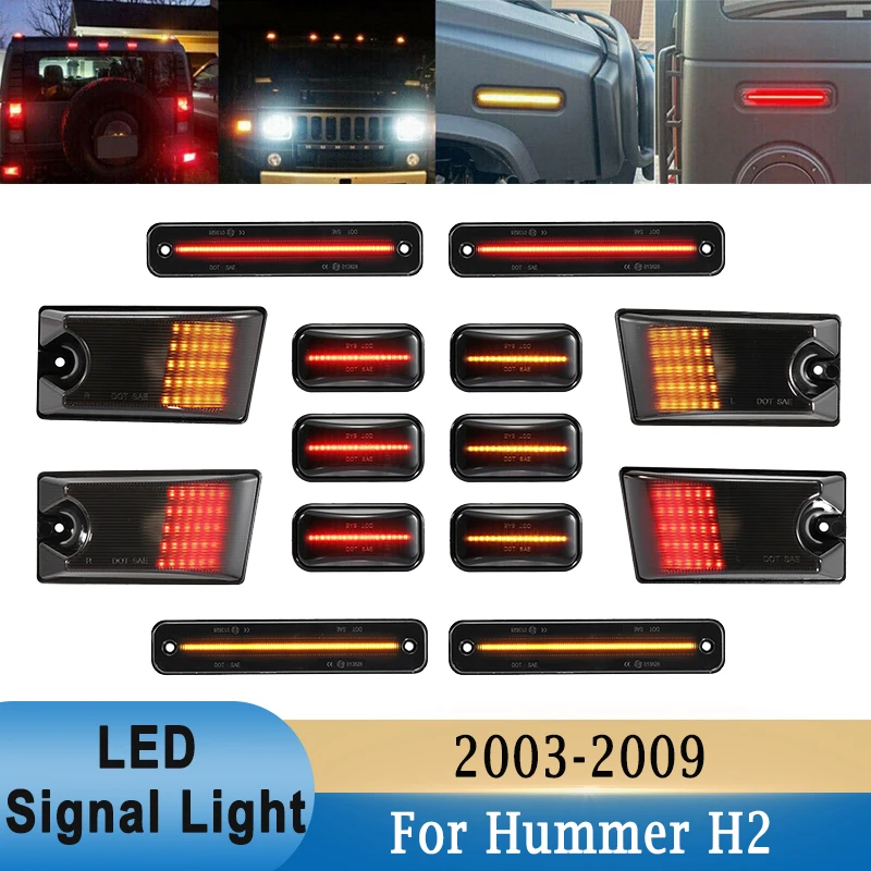 

14Pcs LED Signal Lights for Hummer H2 2003-2009 Front & Rear Cab Roof Running Light Side Marker Lamp Fender Turn Signal Light