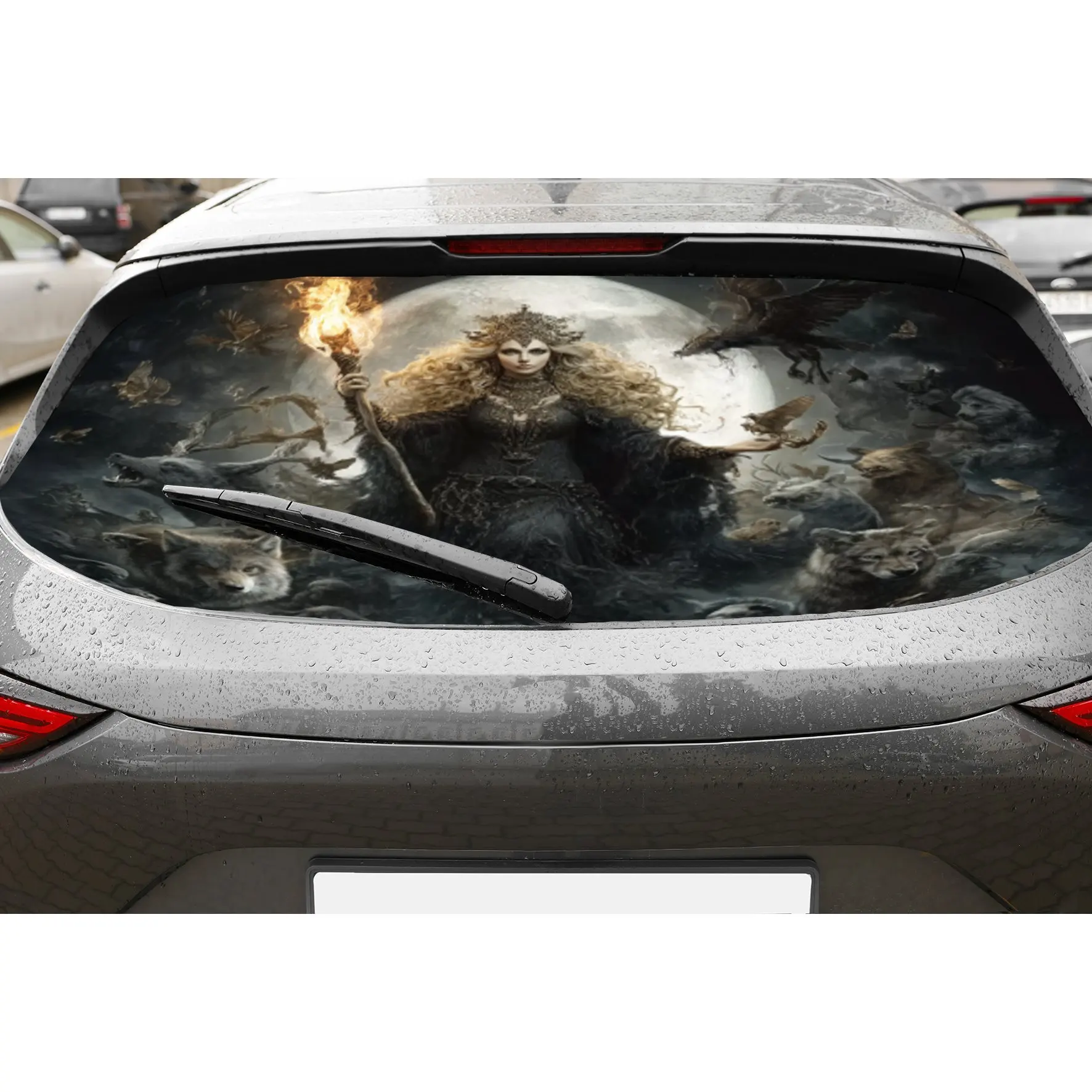 

The majestic queen PVC material self-adhesive waterproof car rear window sticker, easy to paste without falling off, waterproof