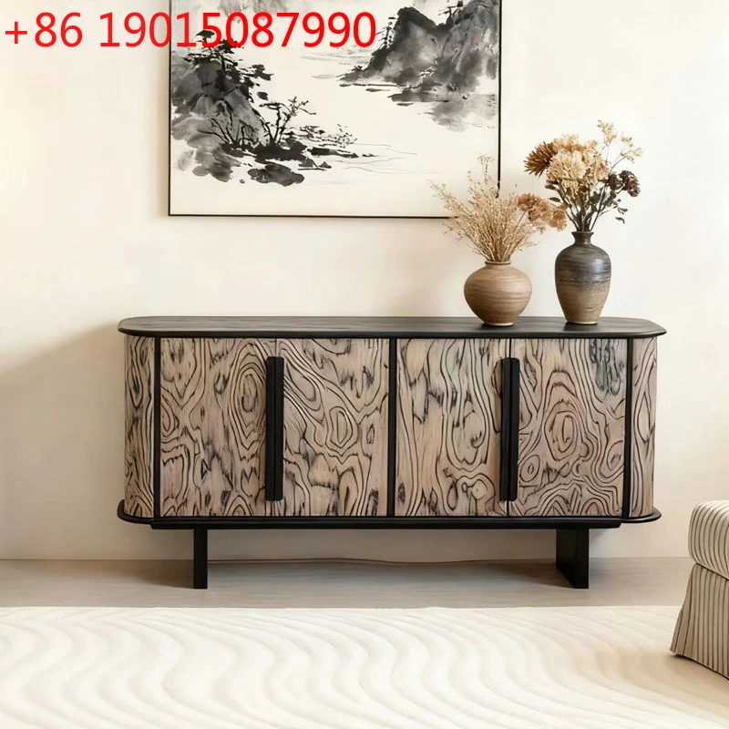 

French retro solid wood dining side cabinet, living room storage, hotel, homestay decoration, wabi-sabi wind porch cabinet