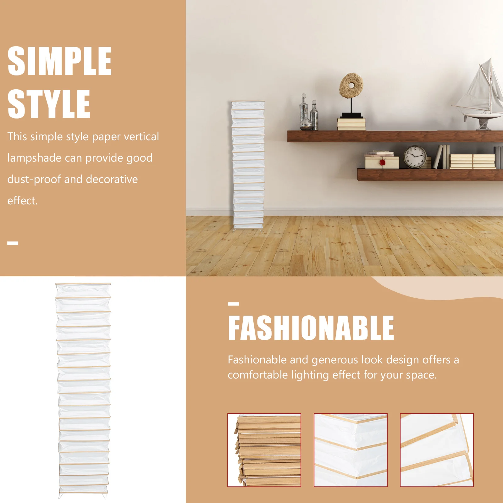 

Paper Floor Lamp Shade Vertical Shell Lampshade Decorative Floor Light Cover Home Paper Light Shade