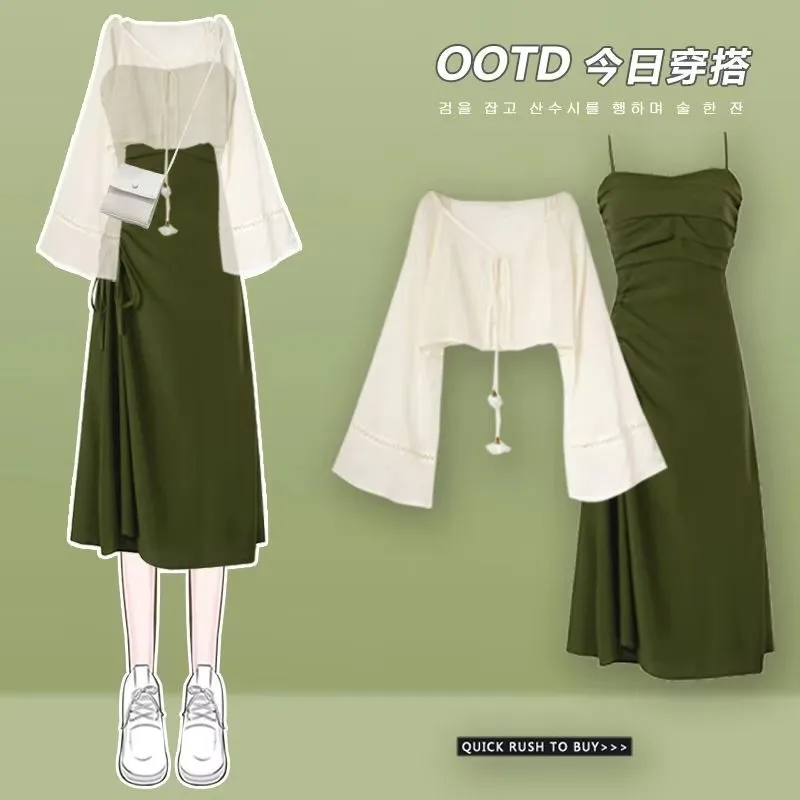 Y2K Long Sleeve Top Shirts And Maxi Dress Bodycon Sexy Spring Summer Two Piece Sets Outfits Women