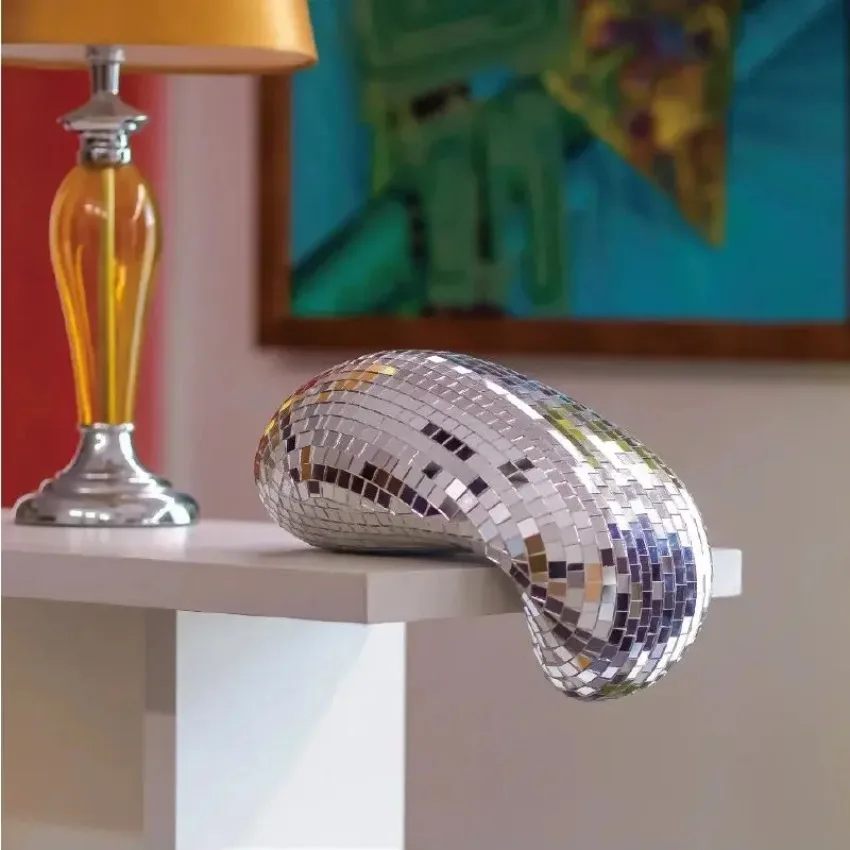 Reflective Melting Disco Ball Desk Decor Minimalist Home Decor Interior Glitter Ball Light Eye-Catching Pop Art Modern Sculpture