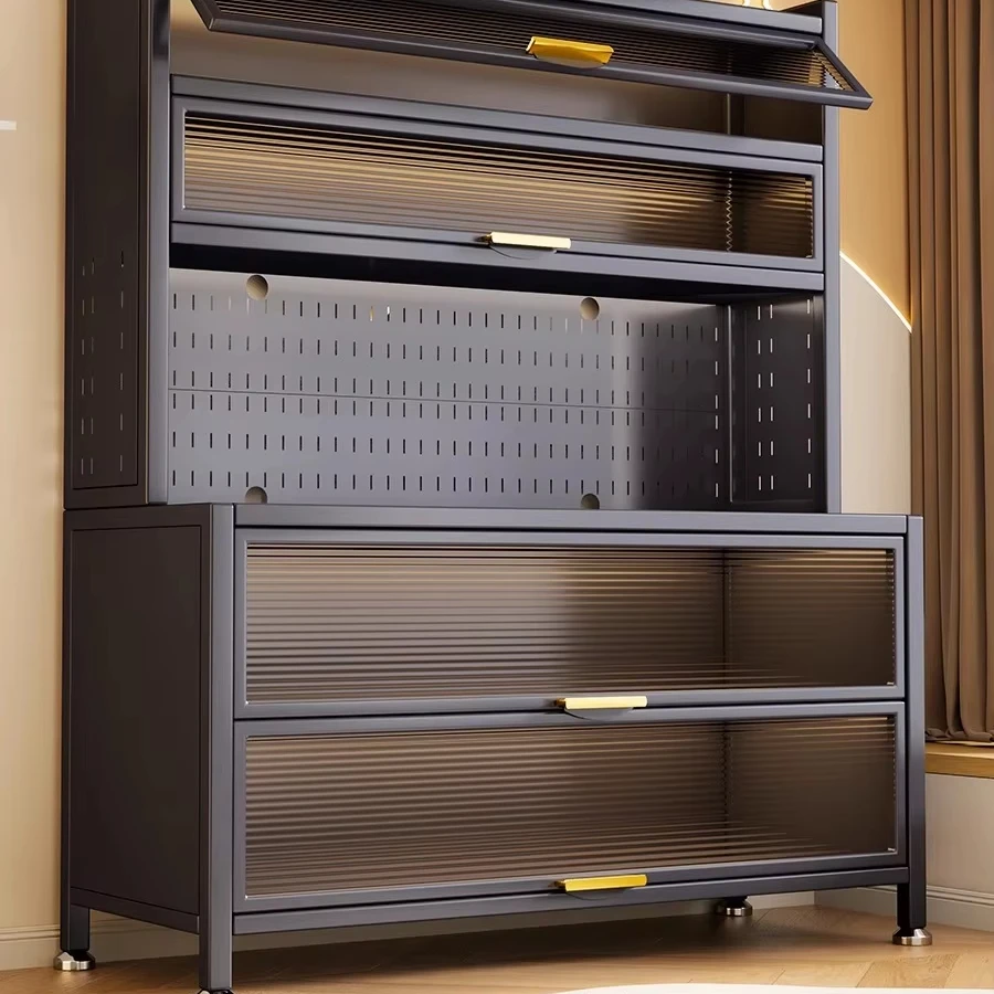 Steel Furniture Pegboard  Storage Cabinet with Door Kitchen Cabinets Storage Rack Householdpromote sales