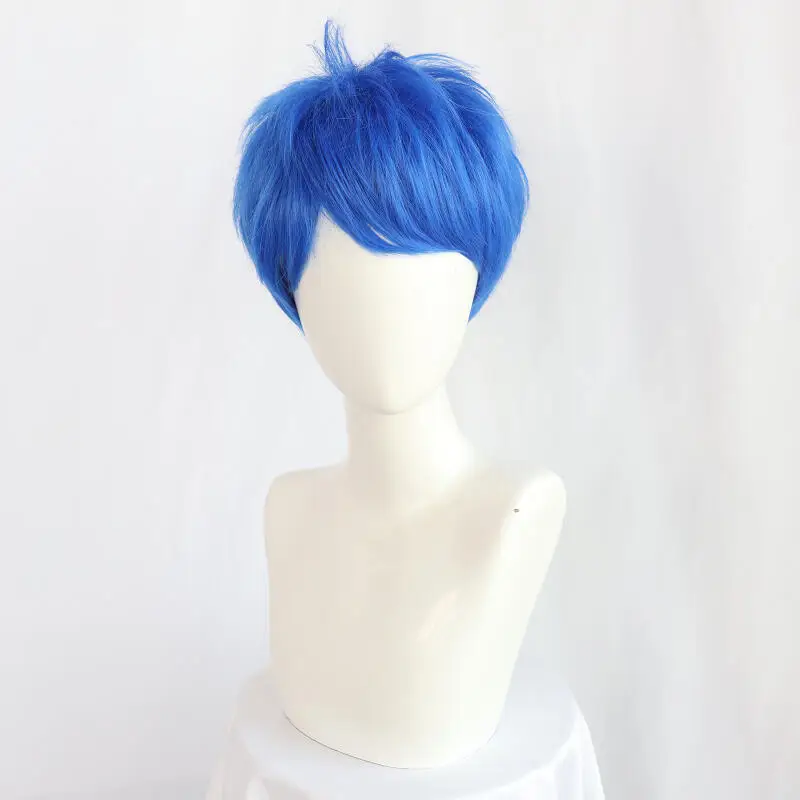Anime Short Bob With Bangs Cosplay Wig Boy Girl Blue Green Heat Resistant Synthetic Fiber Wig For Halloween Role Play Daily Prop view 2