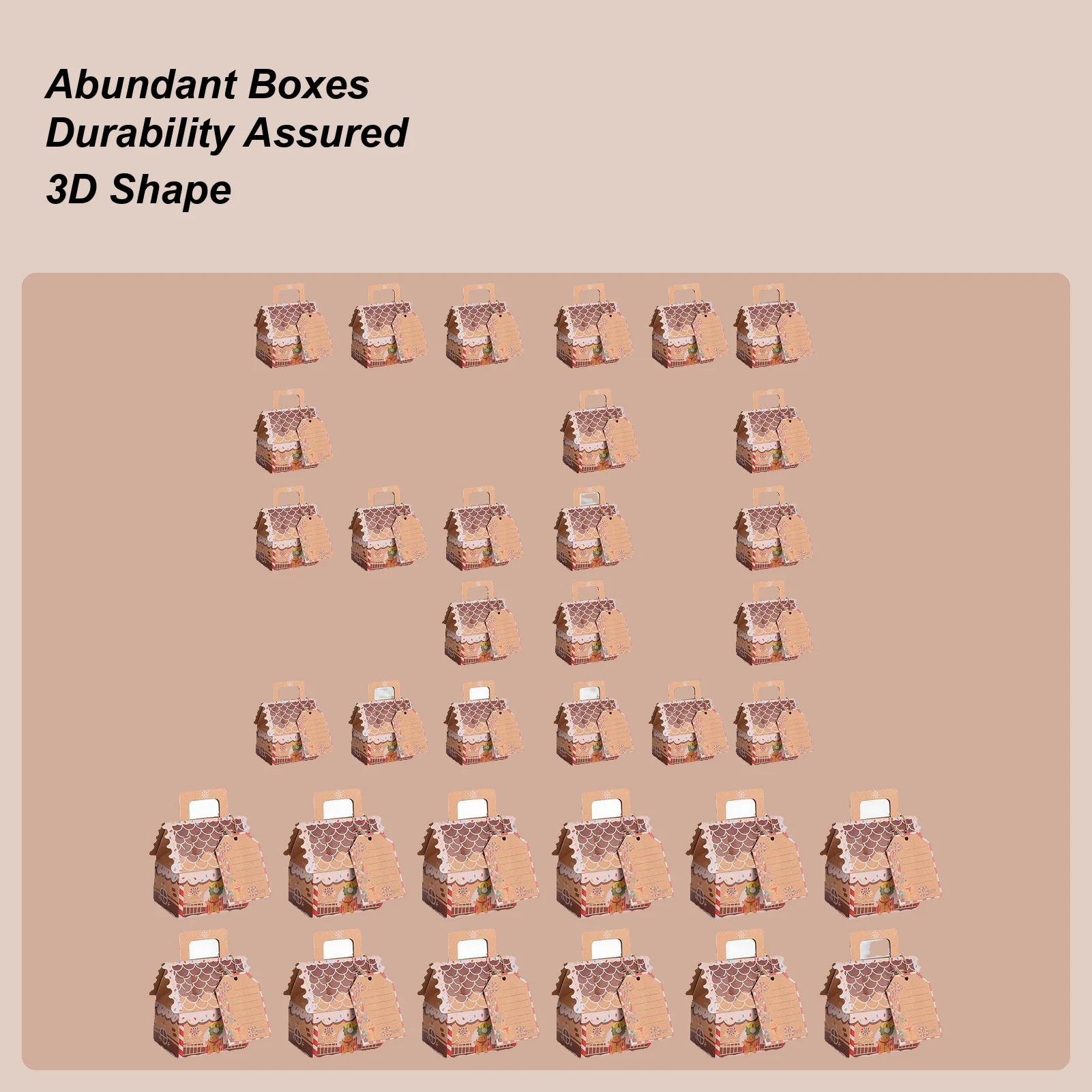 

Рождественские коробки для печенья, 50 шт., контейнер для десерта в форме дома, коробка для сувениров для вечеринок, конфет, шоколада, товары для вечеринок, праздник