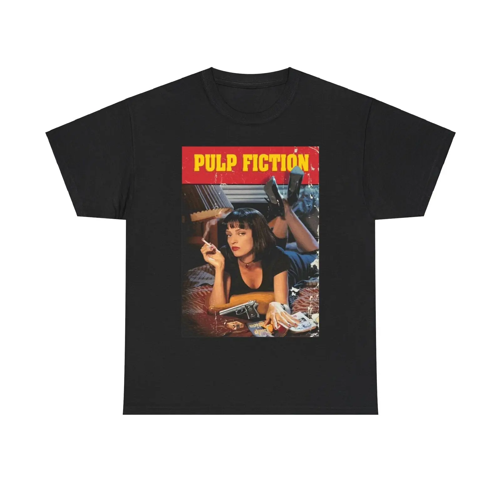 Camiseta de Pulp Fiction Vintage, póster de película de los 90, nostálgia, algodón pesado, Unisex