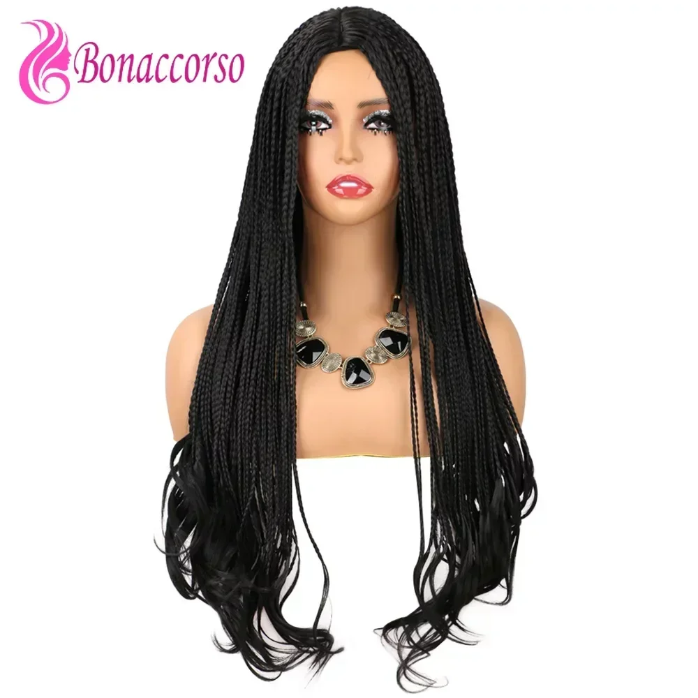 Box Braided Wig Synthetic Crochet Hair Long Dirty Braids Wig For Black Women 3x Twist Braided Heat Resistant Fiber Wig Daily Use