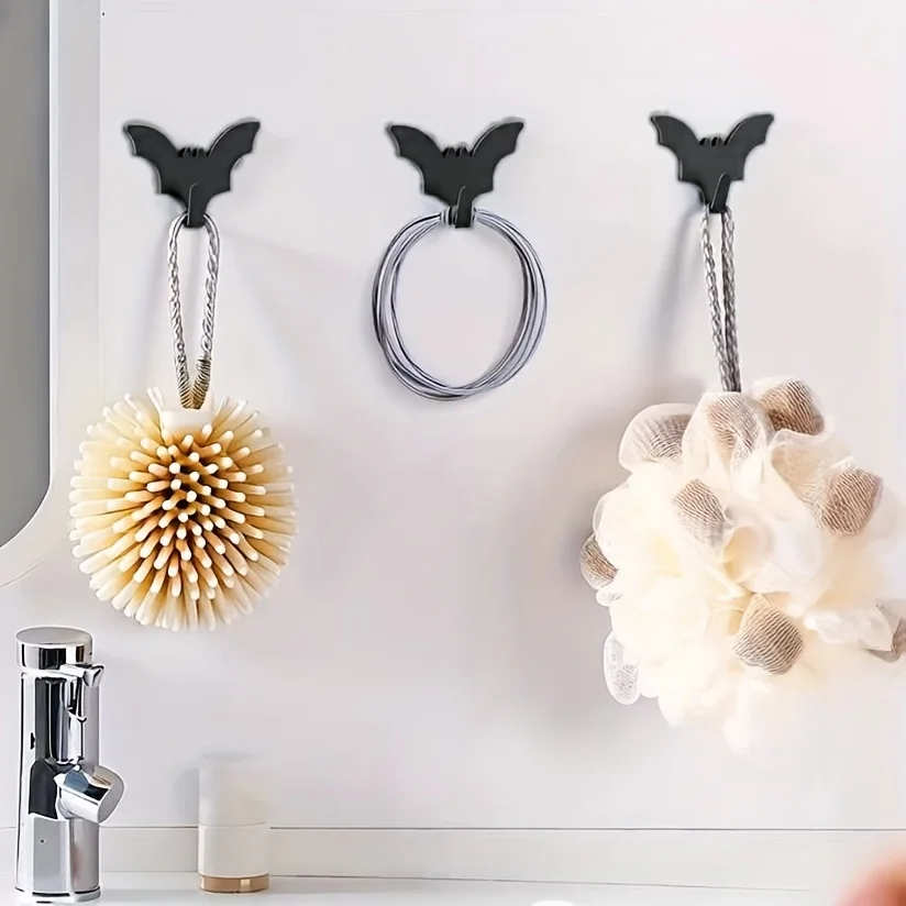 5 bat hooks, new decorative hooks, hole-free and traceless adhesive hooks, multi-functional hooks, durable coat and hat hooks