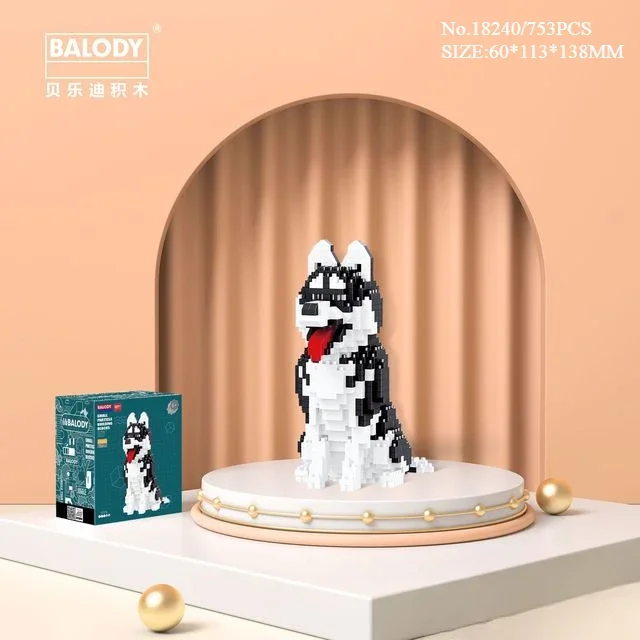 Bloques de construcción Kawaii para mascotas, Doberman Shiba Inu, caniche, Mike, perro, Mini ladrillos, figura de gato, Husky Schnauzer, modelo de juguetes para niños, regalo