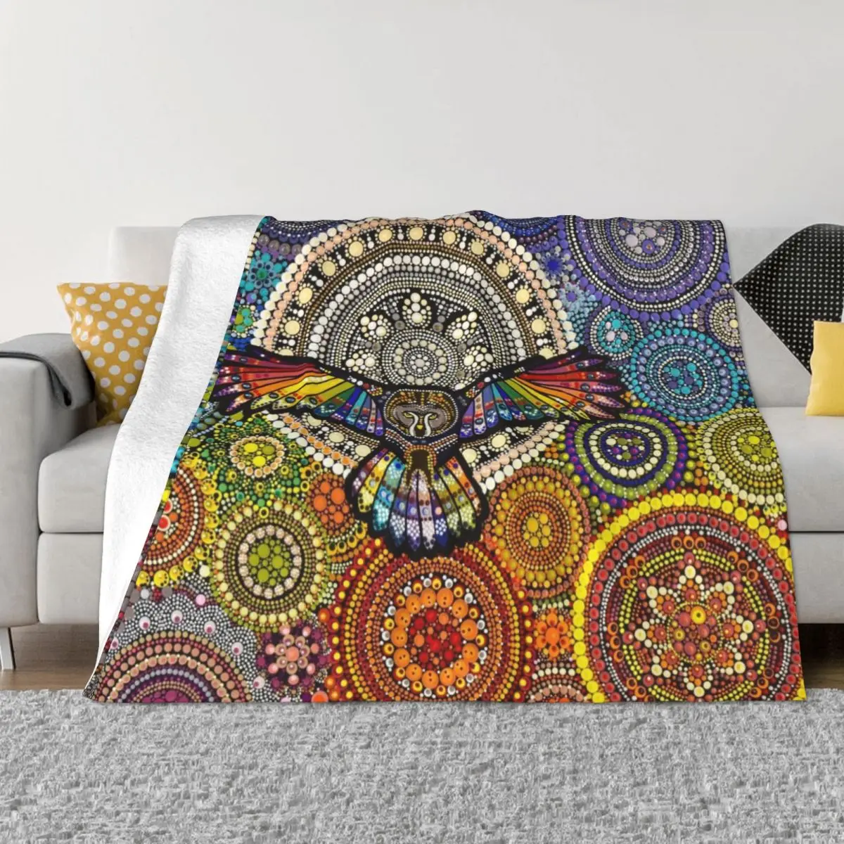 

Moonlight Owl Throw Blanket Bed Fashionable Travel Shaggy Blankets