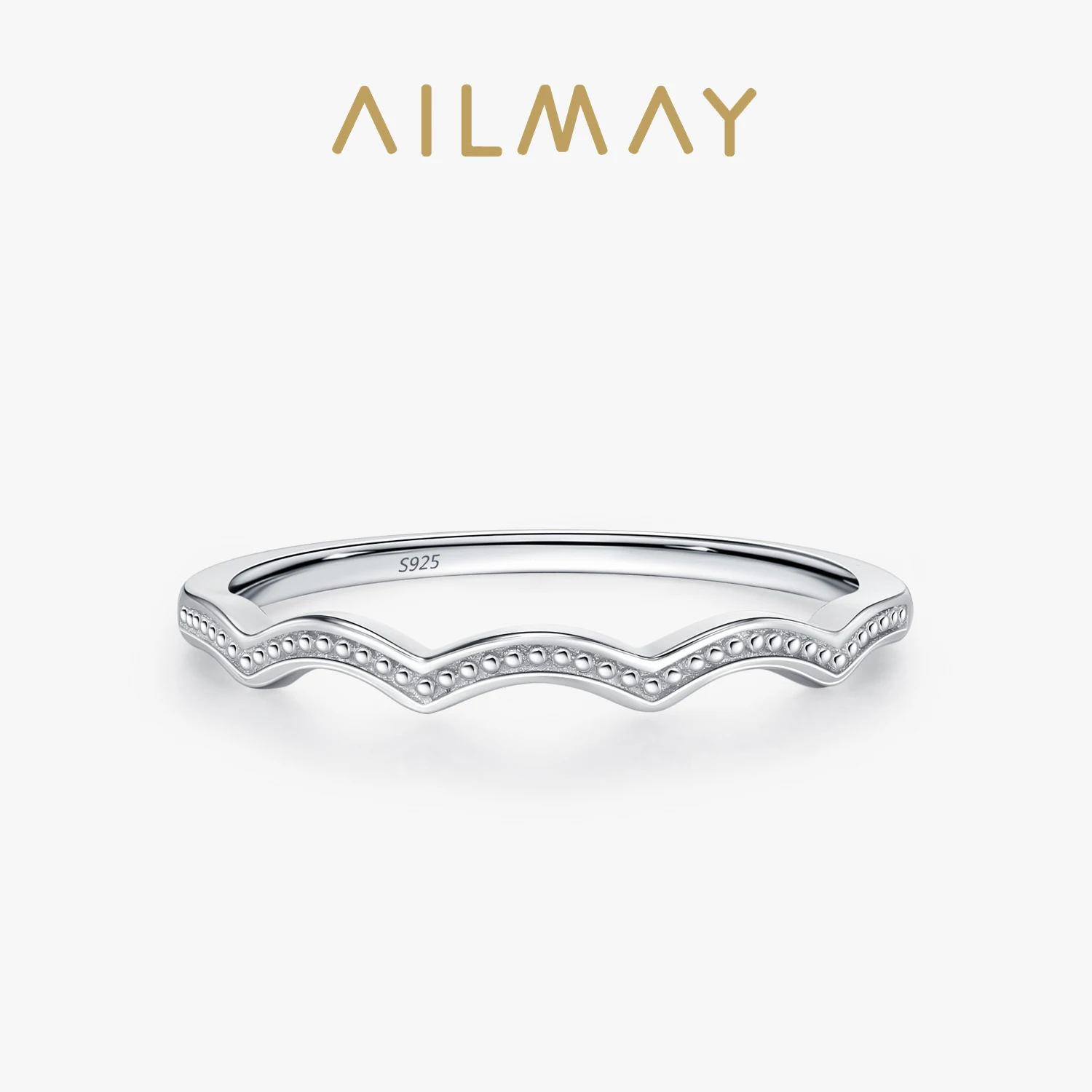 Ailmay Minimalist 100% 925 Sterling Silver Wave Stacking Rings For Women High-end Fine Jewelry