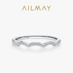 Ailmay Minimalist 100% 925 Sterling Silver Wave Stacking Rings For Women High-end Fine Jewelry