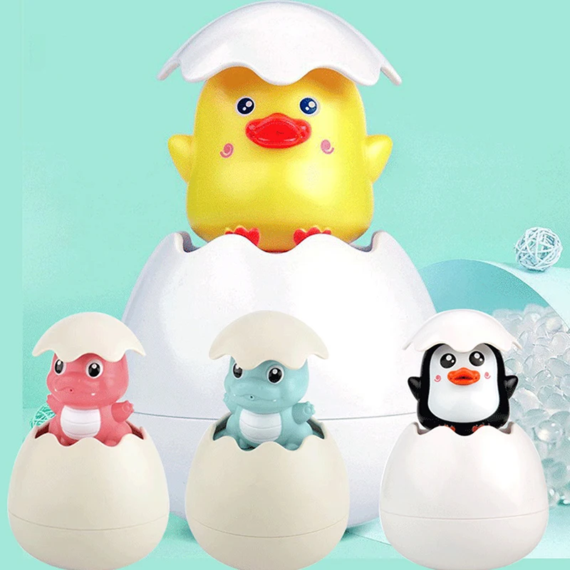 Baby Bathroom Bath Toy Little Yellow Duck Shower Head Kidsren's Bath Play Penguin Dinosaur Floating Spray Egg Water Bathtub Toy