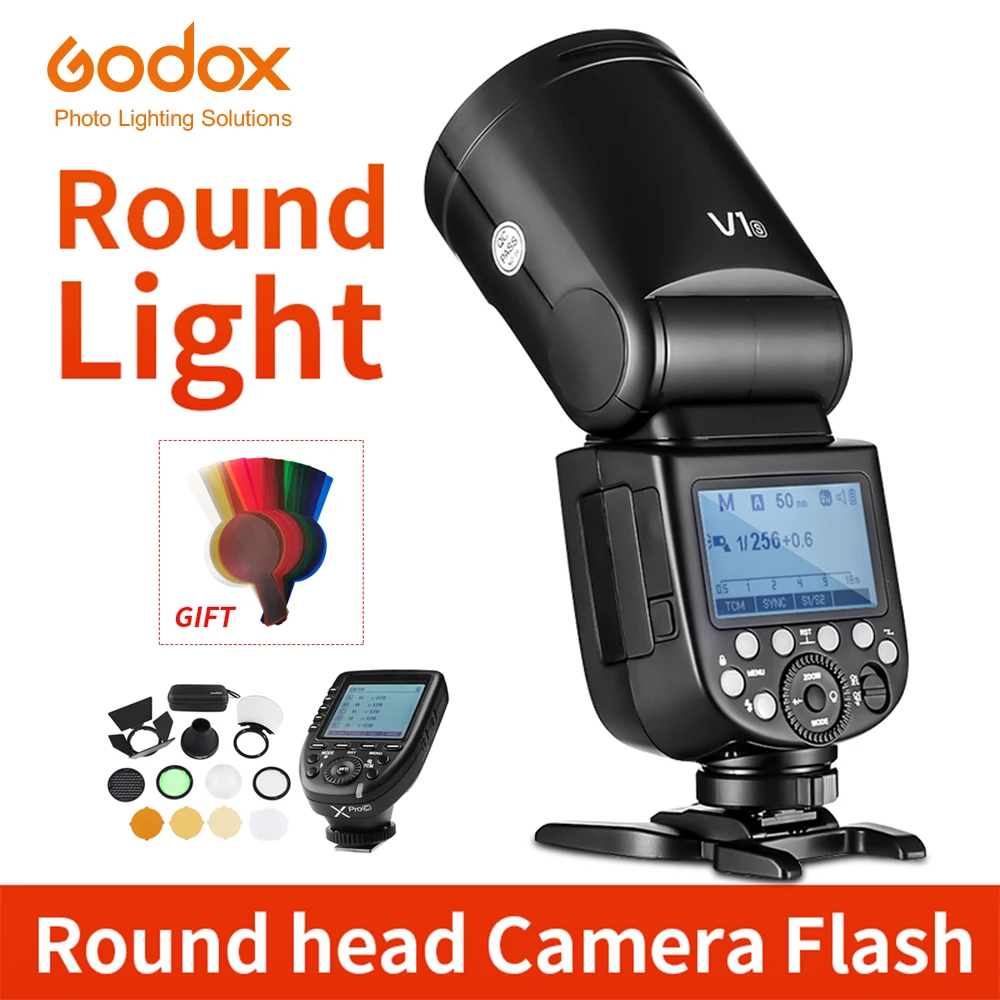 بطارية ليثيوم مدمجة من Godox ، فلاش Speedlite لكانون ، نيكون ، سوني ، فوجي ، أولمبوس ، V1 ، V1C ، V1N ، V1S ، V1F ، V1O ، V1P ، TTL ، 1/مكعب s ، HSS #1