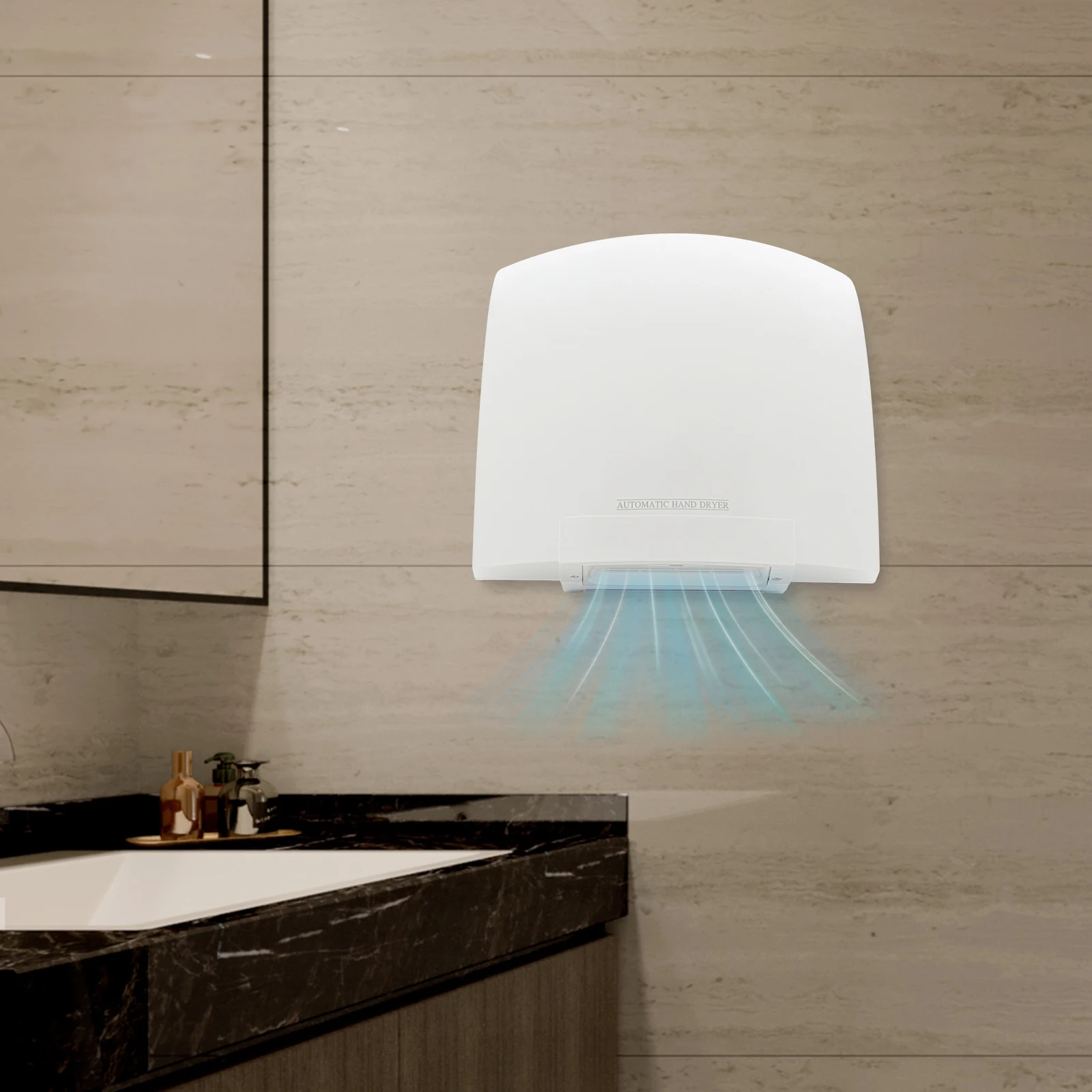 

Белая электрическая сушилка для рук из АБС-пластика, прямоугольная настенная автоматическая ручная сушилка 110 В, инфракрасная индукция для дома, коммерческая