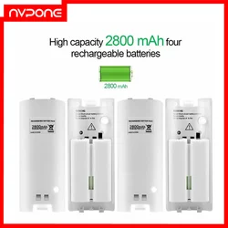 2800mAh Battery 4/2 Charger Dock Gamepad Battery Chargers Rechargeable Batteries For Nintendo Wii / Wii U Remote Controller