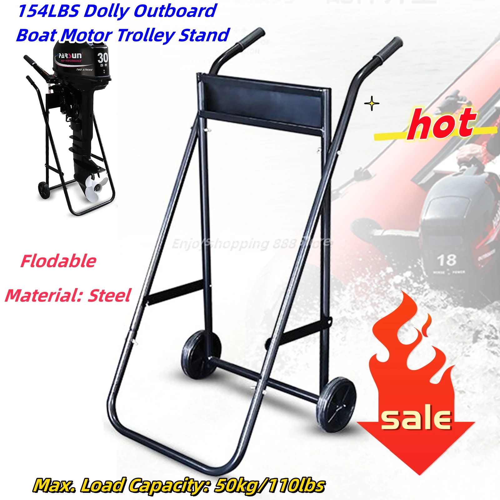 110lbs Dolly Outboard Boat Motor Trolley Stand Bracket Carrier Cart  Multi Purposed Flodable