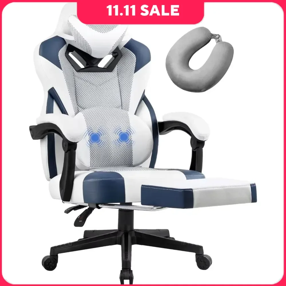 

Ergonomic Gaming Chair, Office Computer Chair with Footstool and Lumbar Support, Ultra-high Mesh Gaming Chair with Cushion