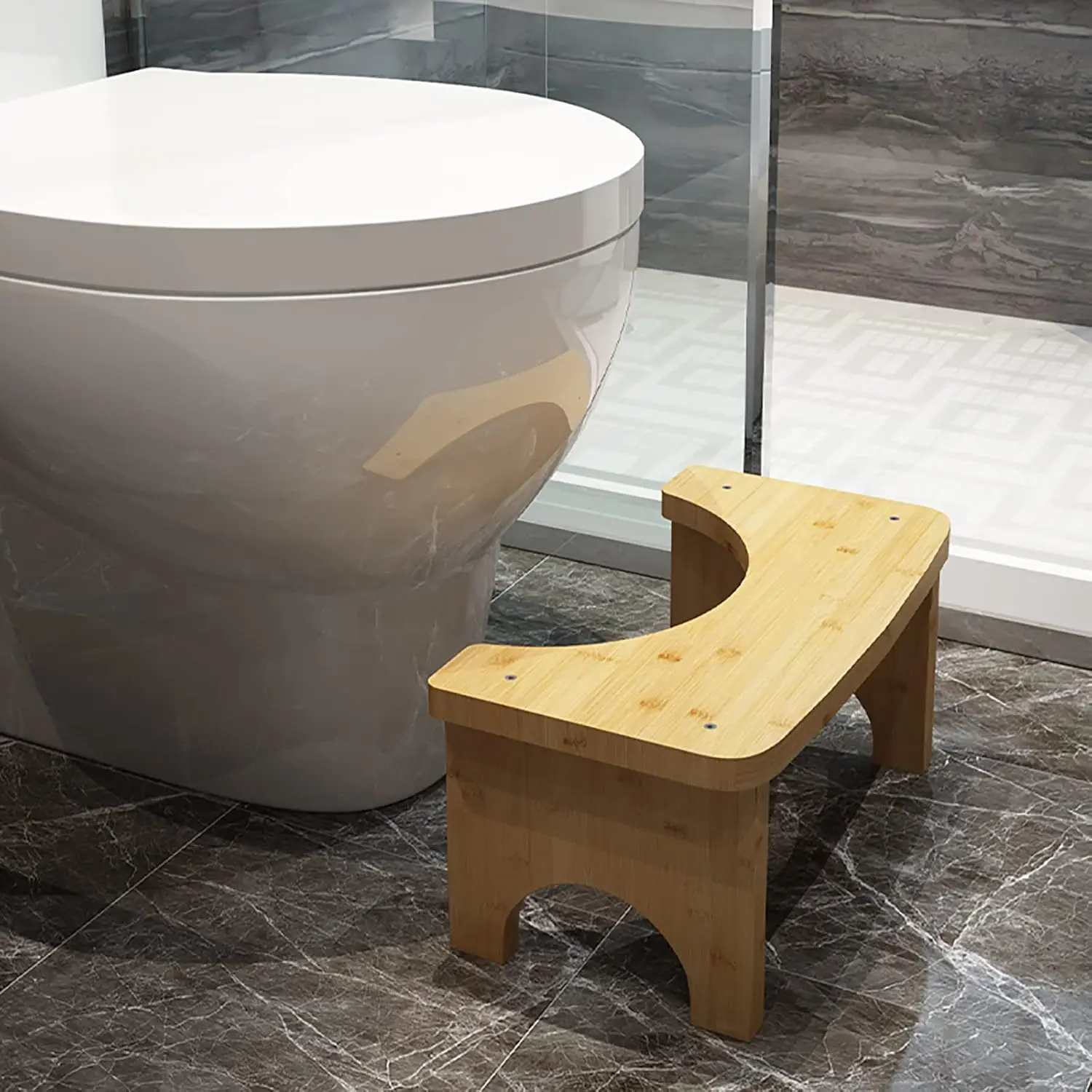 Nessuna installazione Sgabello per WC da bagno antiscivolo Aggiornamento Sgabello per WC accovacciato in bambù per adulti Bambini