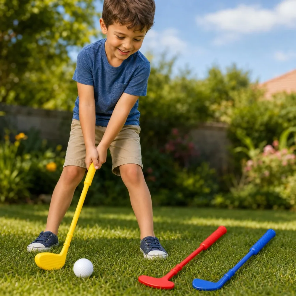 9 Pack Kids Toy Golf Clubs and Balls Miniature Golf Game for Kids Children Boys Girls Active Play Yard Backyard Sports Toy