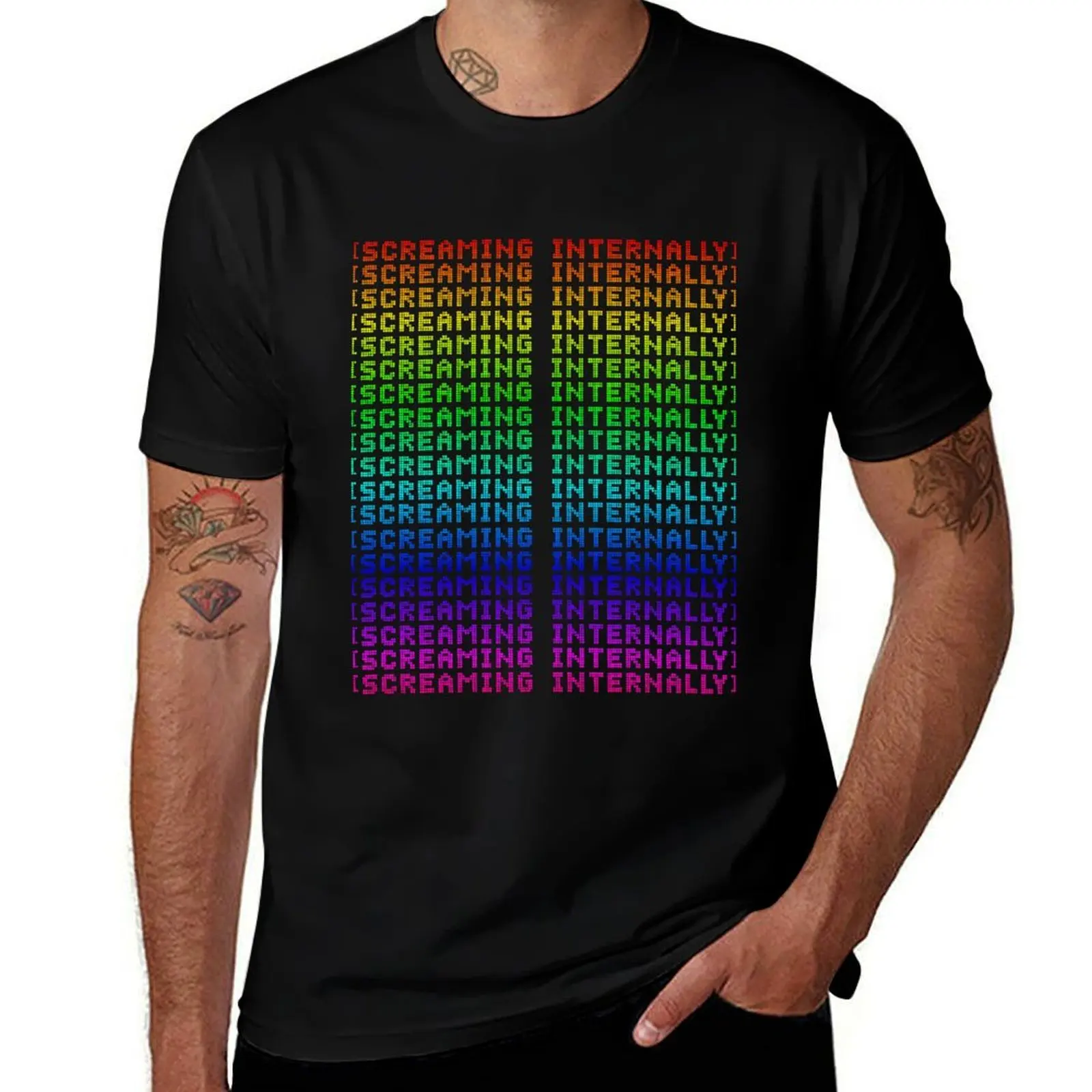 Screaming Internally Meme T-Shirt Trendy Print Short Sleeve T-Shirt