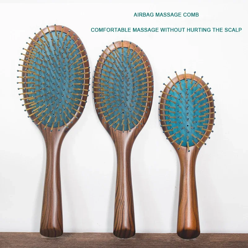 

New Beech Wood Airbag Comb Elliptical Hairdressing Smooth Antistatic Solid Wood Massage Tool for Styling