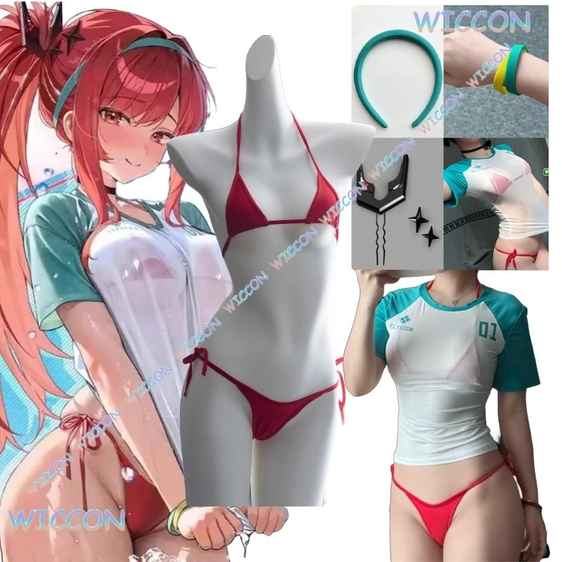[Uhauha]Game NIKKE Goddess of Victory Cosplay Rapi Red Hood Red Flavor Outfit Sexy Bikini Shirts Women Event Sexy Women Costume