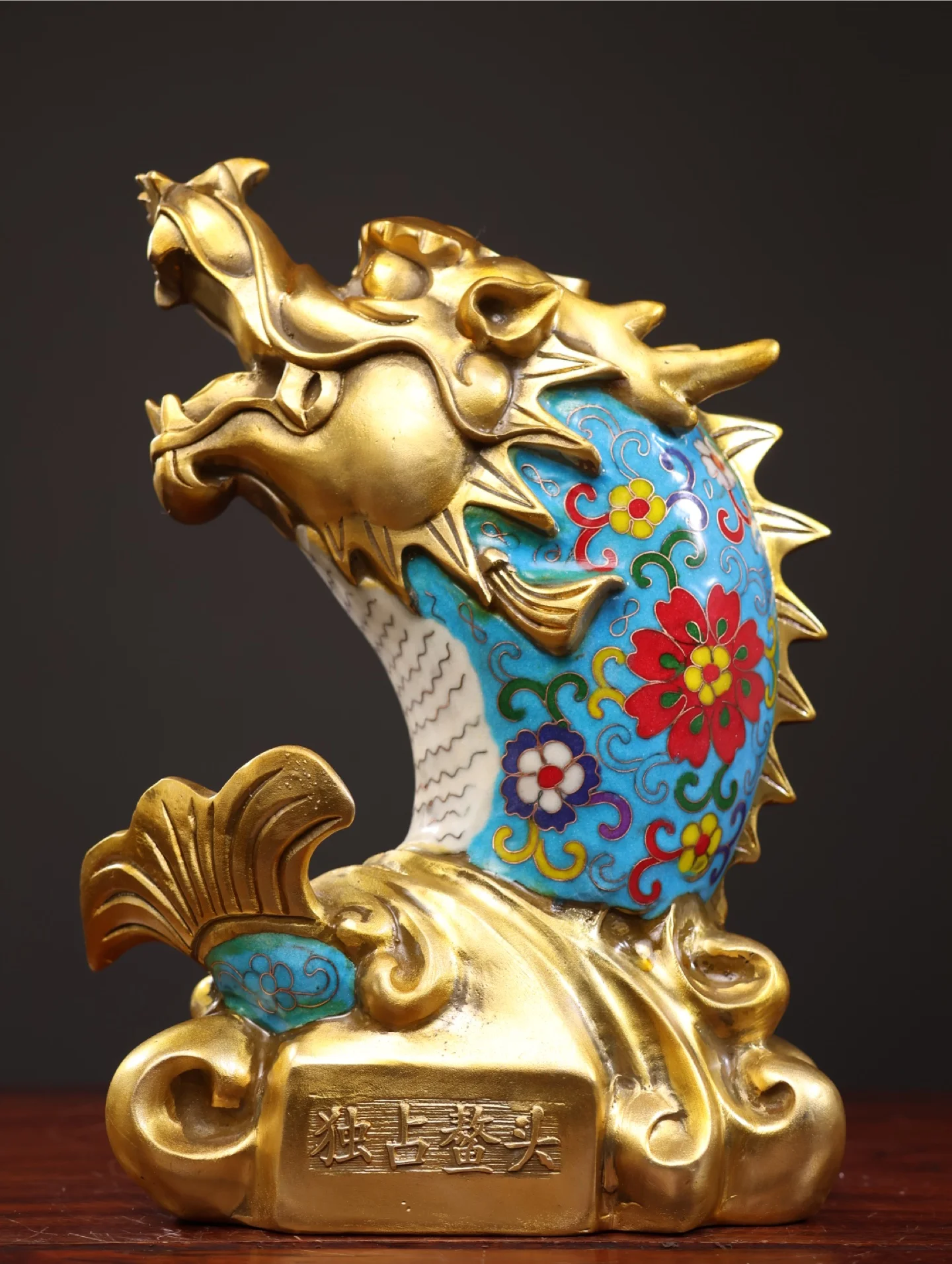 Bronce Cloisonné toma el primer lugar en el examen del palacio virario Estatua de bestia divina con cabeza de dragón Seal Amass riqueza