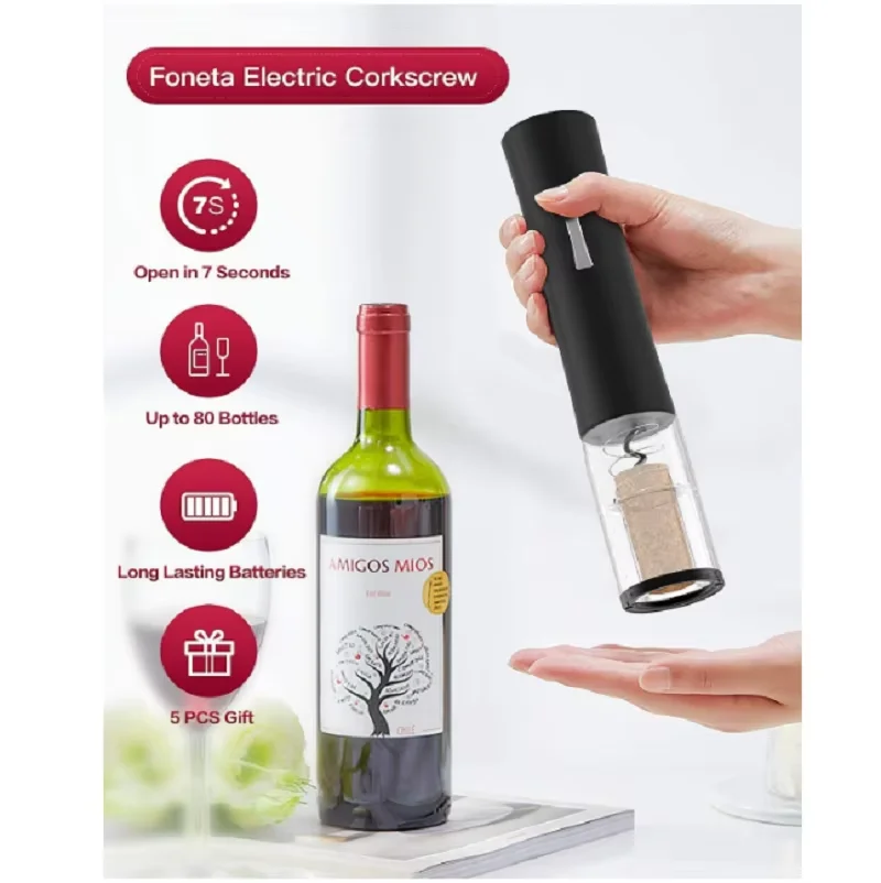 Abridor de botellas eléctrico con cortador de papel, sacacorchos, accesorios para vino, abridor de vino automático inteligente, aparato de cocina
