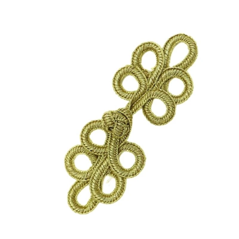 340D Stylish Chinese Cheongsam Buckle Gold Wire Knot Fasteners for Clothing and Bag