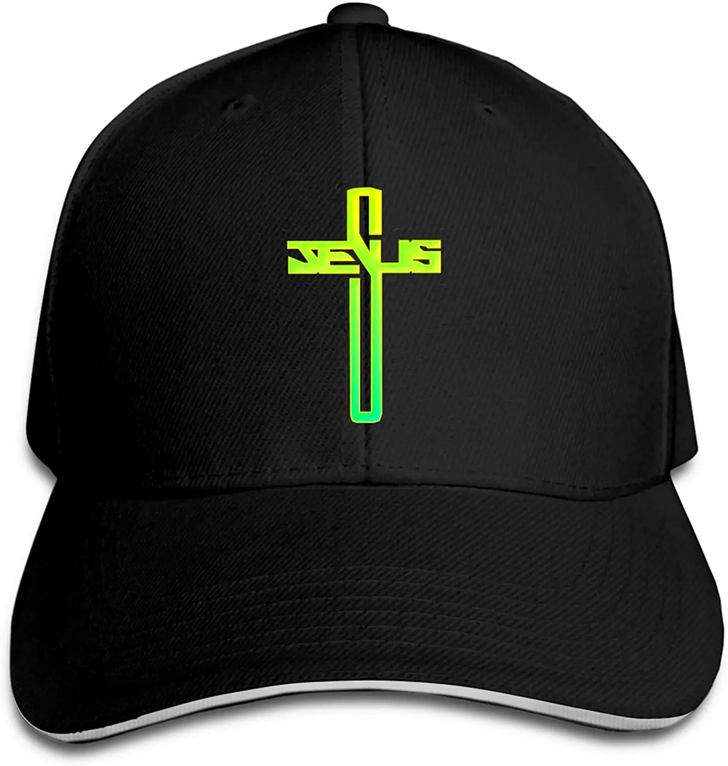 

Christian Jesus Cross Unisex Fashionable Baseball Cap Adjustable Trucker Cap Sports Cap Adjustable Sandwich Cap Black