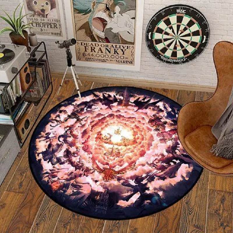 Cartoon Anime Pokemon Crystal Velvet Carpet Circular Floor Mat Non Slip Floor Mat Living Room Bathroom Bedside Rug Home Decor