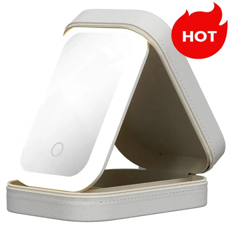 A01V-LED Three-Color Adjustable Makeup Mirror Adjustable Makeup Mirror With Lights Rechargeable Lighted Makeup Mirror